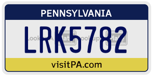 LRK5782  license plate in PA