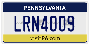 LRN4009  license plate in PA