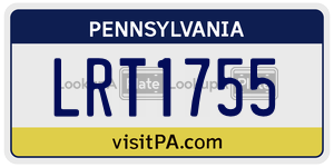 LRT1755 license plate in Pennsylvania