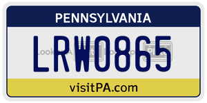LRW0865 license plate in Pennsylvania