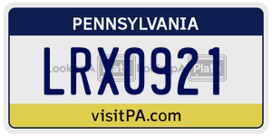LRX0921  license plate in PA