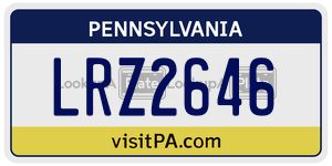 LRZ2646 license plate in Pennsylvania