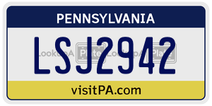 LSJ2942 license plate in Pennsylvania