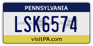 LSK6574 license plate in Pennsylvania