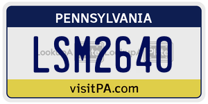 LSM2640 license plate in Pennsylvania