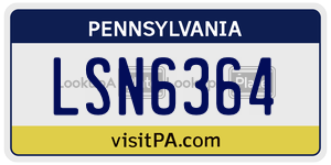 LSN6364  license plate in PA