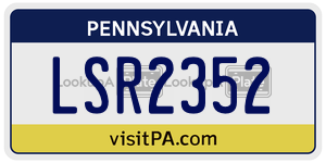 LSR2352 license plate in Pennsylvania