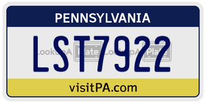 LST7922 license plate in Pennsylvania