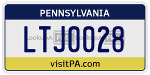 LTJ0028 license plate in Pennsylvania