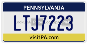 LTJ7223 license plate in Pennsylvania