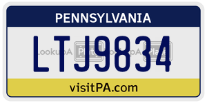 LTJ9834  license plate in PA