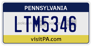 LTM5346 license plate in Pennsylvania