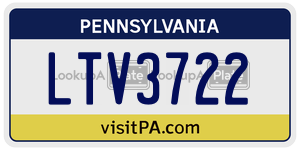 LTV3722 license plate in Pennsylvania