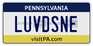LUVDSNE license plate in Pennsylvania