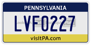 LVF0227  license plate in PA