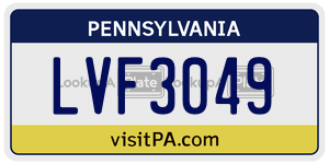 LVF3049  license plate in PA
