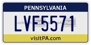 LVF5571 license plate in Pennsylvania