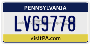 LVG9778  license plate in PA