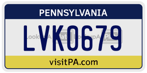 LVK0679 license plate in Pennsylvania