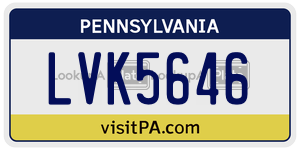 LVK5646  license plate in PA
