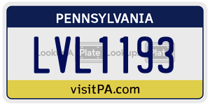 LVL1193 license plate in Pennsylvania