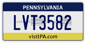 LVT3582 license plate in Pennsylvania