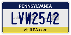 LVW2542 license plate in Pennsylvania