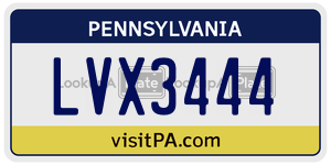 LVX3444  license plate in PA