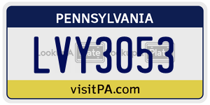 LVY3053 license plate in Pennsylvania