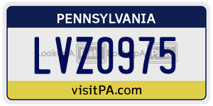 LVZ0975 license plate in Pennsylvania