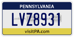 LVZ8931 license plate in Pennsylvania