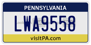 LWA9558 license plate in Pennsylvania