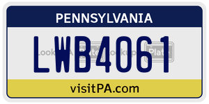 LWB4061 license plate in Pennsylvania