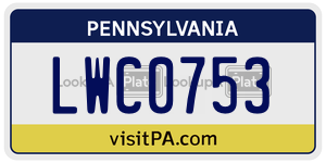 LWC0753  license plate in PA