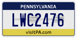 LWC2476 license plate in Pennsylvania