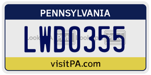 LWD0355 license plate in Pennsylvania
