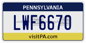 LWF6670 license plate in Pennsylvania