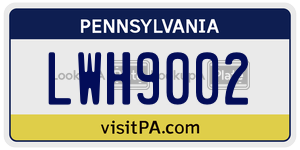 LWH9002 license plate in Pennsylvania
