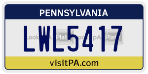 LWL5417 license plate in Pennsylvania