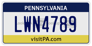 LWN4789 license plate in Pennsylvania