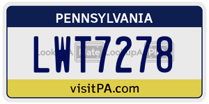 LWT7278 license plate in Pennsylvania