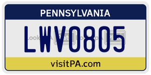 LWV0805  license plate in PA