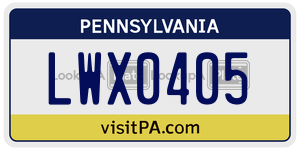 LWX0405  license plate in PA