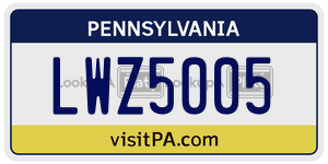 LWZ5005 license plate in Pennsylvania