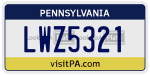 LWZ5321  license plate in PA