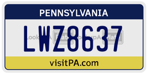 LWZ8637 license plate in Pennsylvania