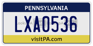 LXA0536  license plate in PA