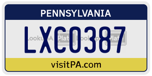 LXC0387  license plate in PA