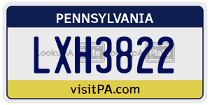 LXH3822 license plate in Pennsylvania
