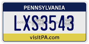 LXS3543 license plate in Pennsylvania